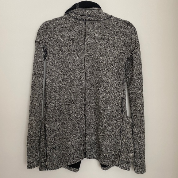 Lululemon Post Practice Cardigan Wrap Sweater Heathered Grey Black 4 - Picture 4 of 5